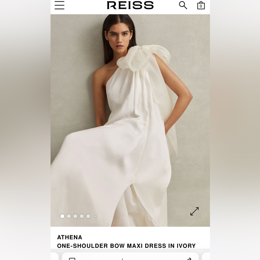 NWT Reiss Athena Bow One Shoulder Maxi dress